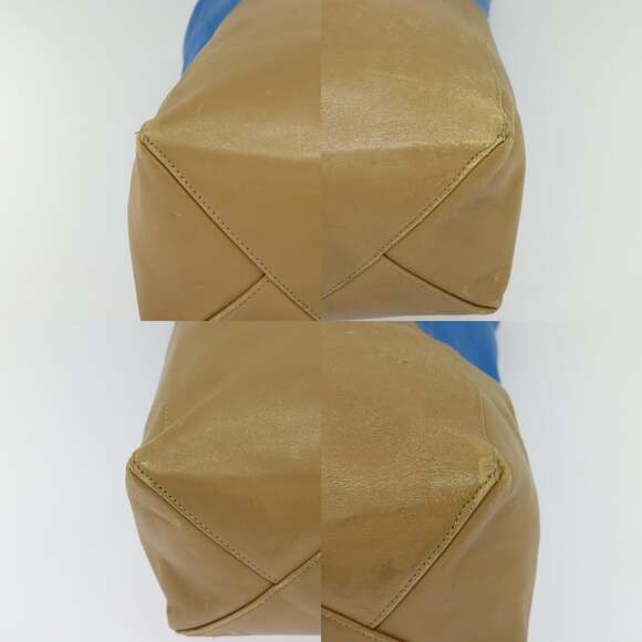 CELINE Horizontalkava Tote Bag Leather Blue Beige - Picture 10 of 12